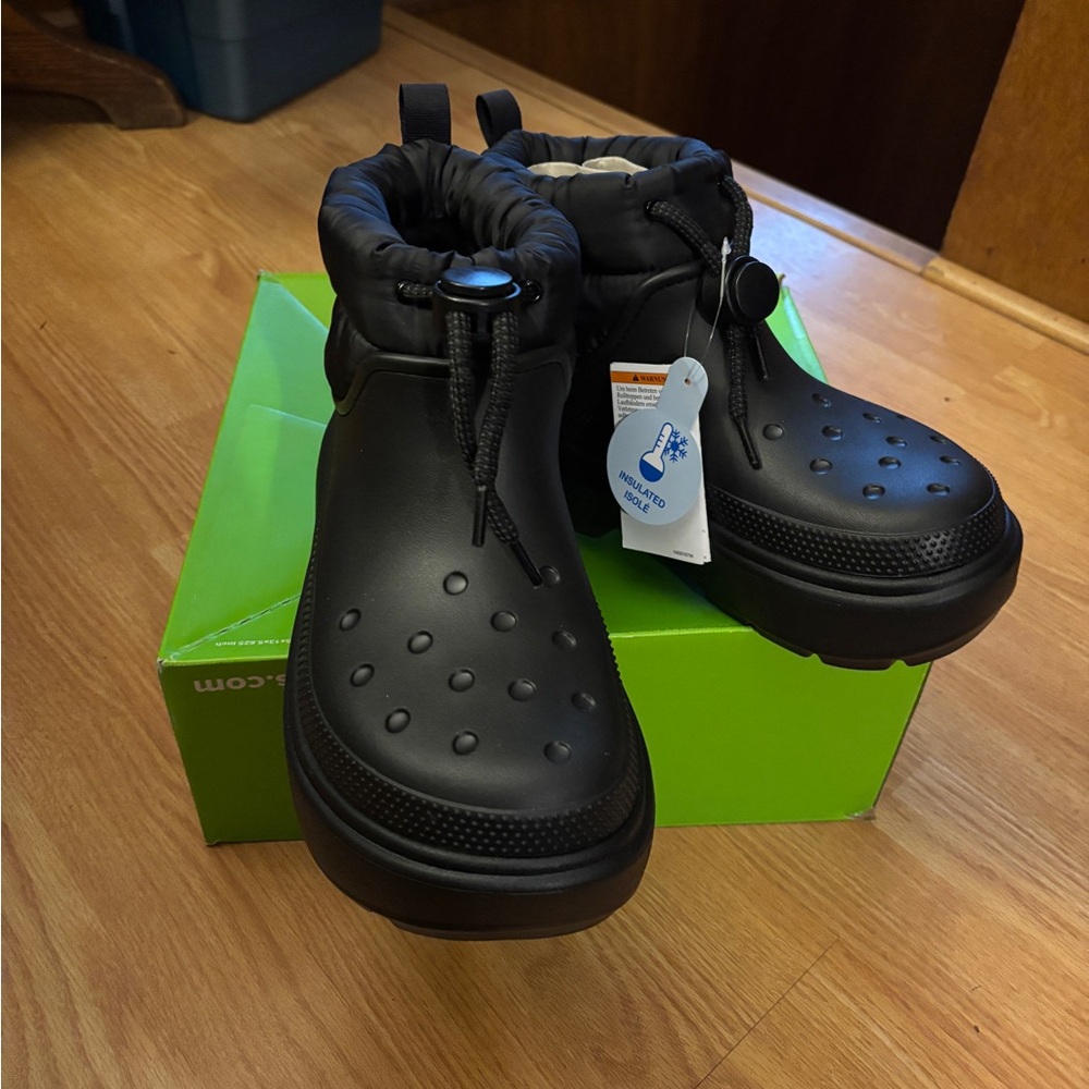 Crocs Black Stomp Puff Boots